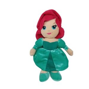UK Disney Store Ariel Soft Plushie Doll Green Dress Little Mermaid Princess 10"